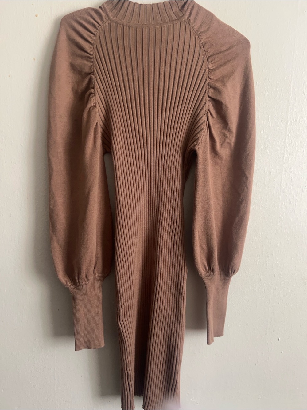 Say What? Mauve Ribbed Long-Sleeve Midi Dress